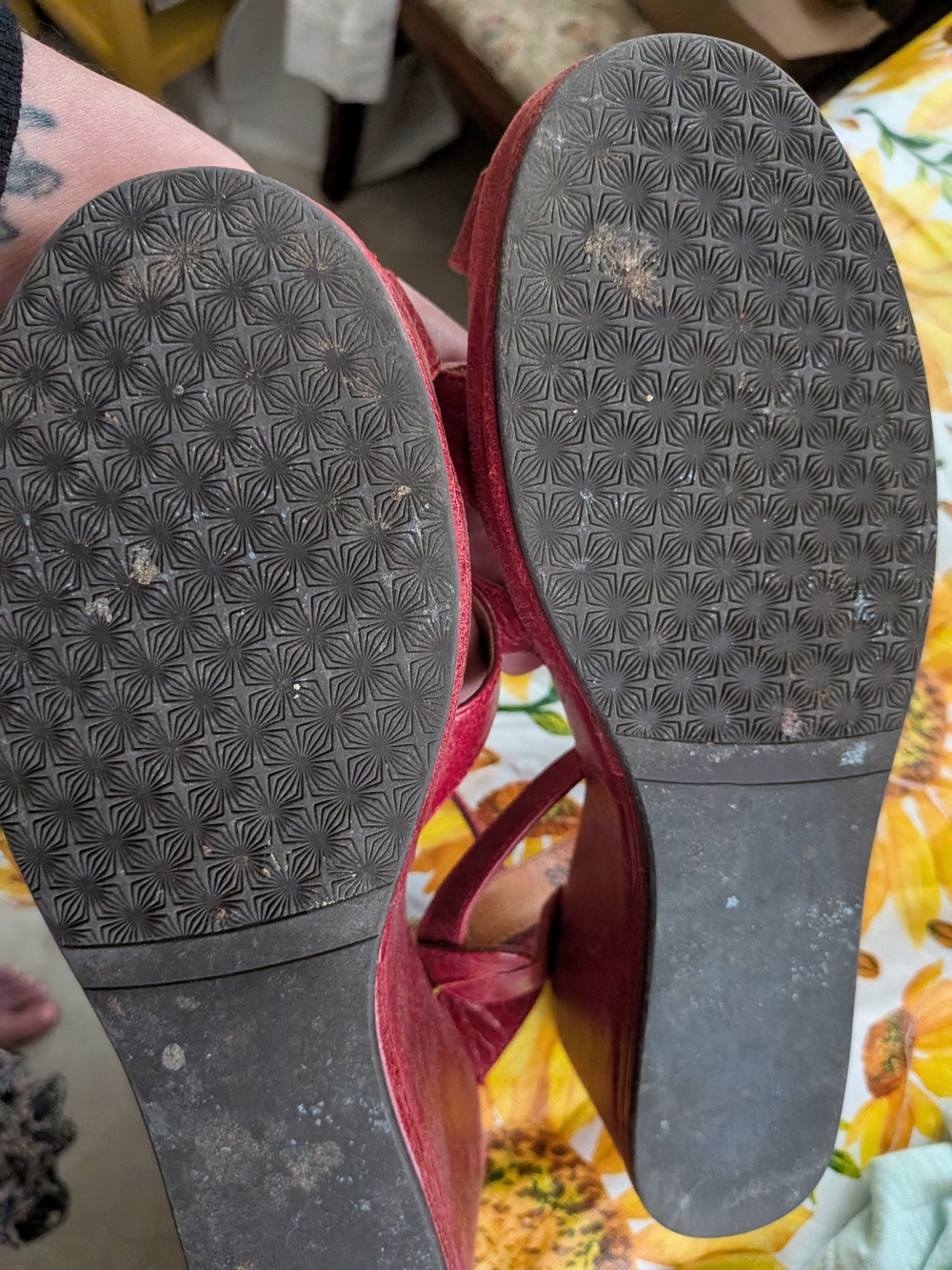 Re-Mix Burgundy Leather Strappy Women's Sandals 1940s Style Vintage. - Picture 3 of 4